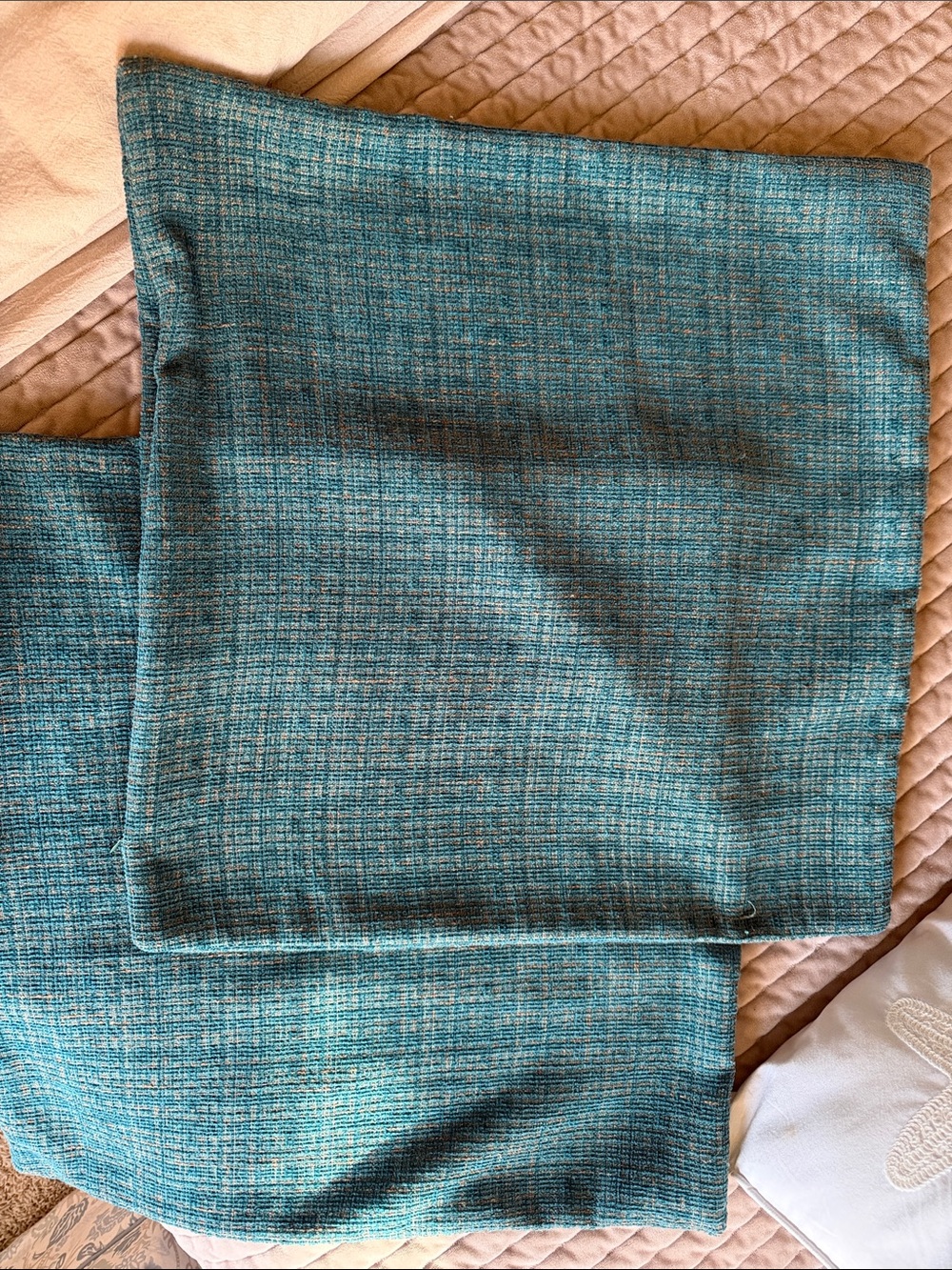 Teal Textured Throw Pillow Covers - Set of 2